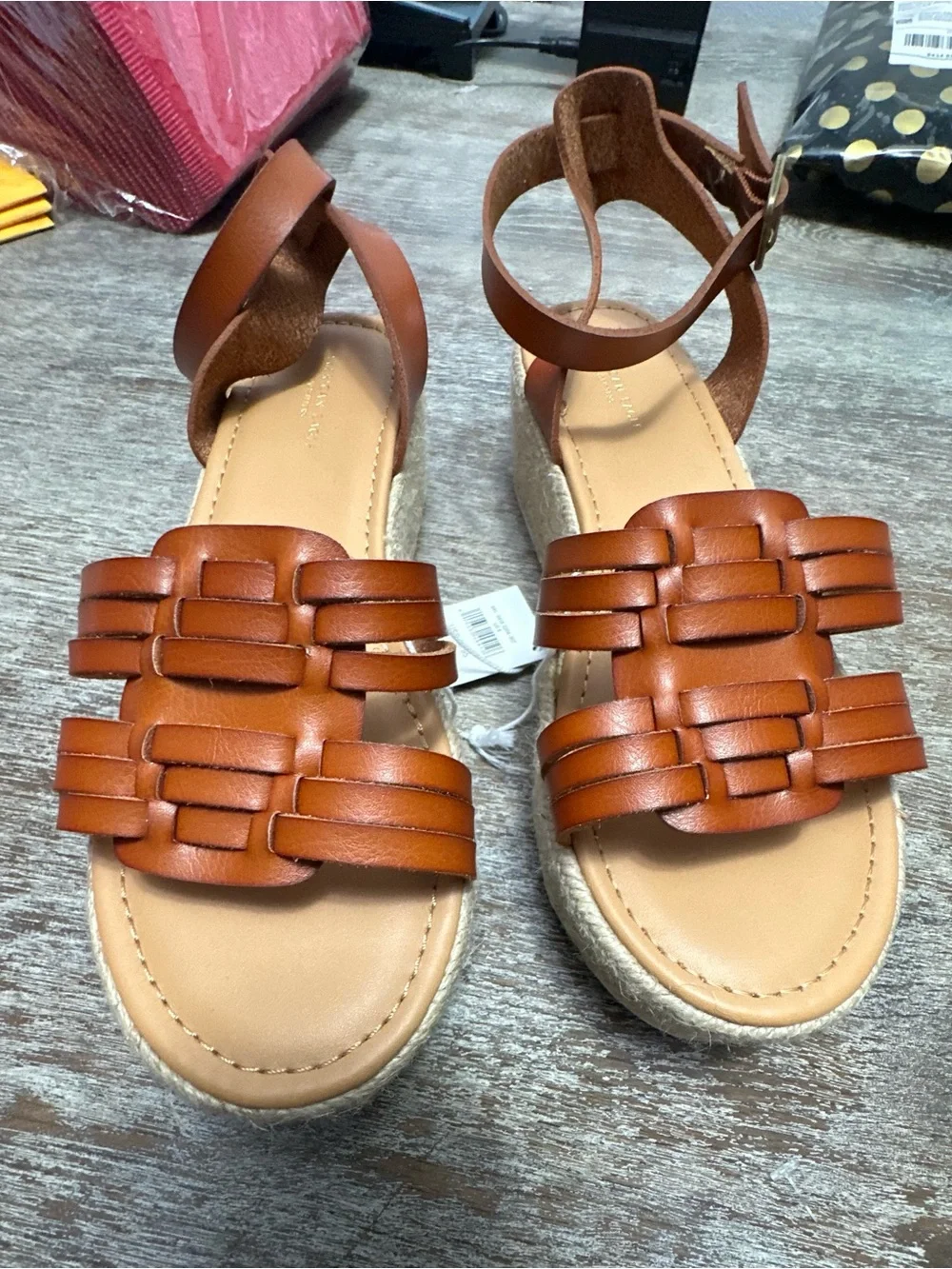 American Eagle Outfitters NWT Cognac Woven Espadrille Sandal